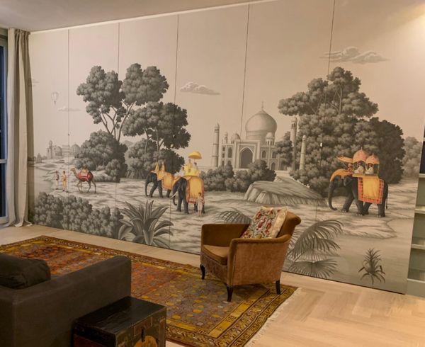 Custom panoramic wallpaper, Silk Road, Hand-painted wallpaper, custom design available