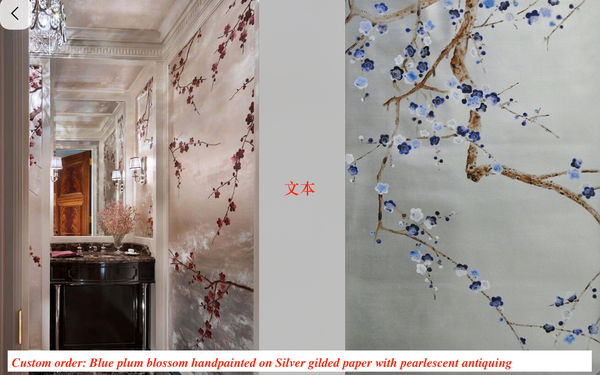 Plum blossom , handpainted wallpaper, Custom order collection