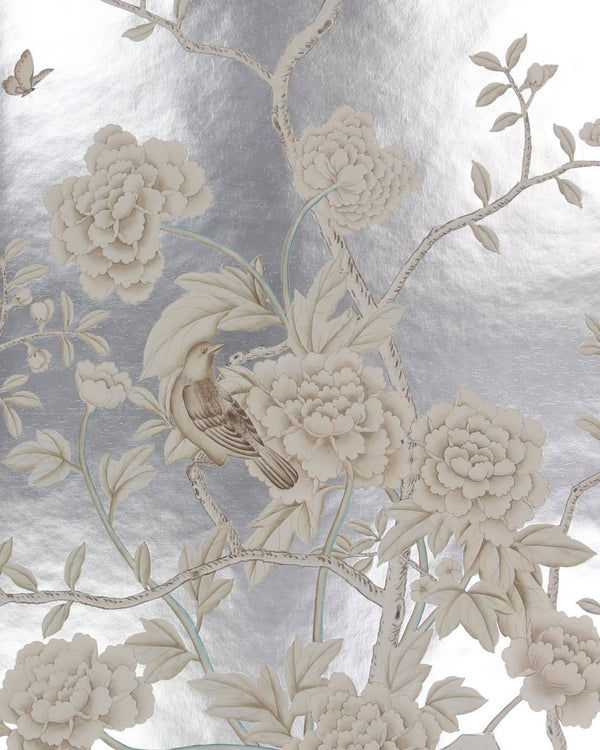 handpainted metallic wallpaper, sepia pattern colorway
