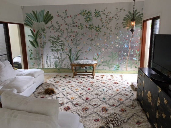Amazonia, Handpainted Chinoiserie metal wallpaper sample, ML-01#