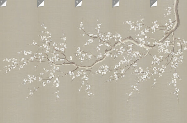 36” *96“, handpainted silk wallpaper, plum blossom, Cherry plum blossom, chinoiserie wallpaper, custom panel available to fit the wall size