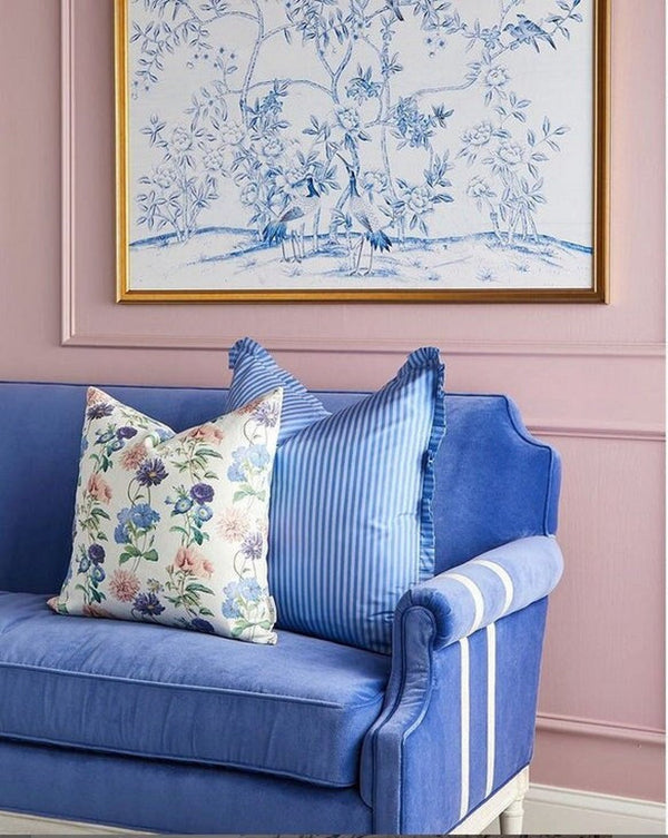 Porcelain birds and flowers, Chinoiserie wall artwork, white and blue, Chinoiserie Blue and White