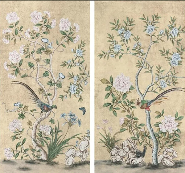 A Set of 18th Century style Chinoiserie Handmade Wall Panels, Vintage , antique style, CHINOISERIE, interior Wall Decor ( no frame)