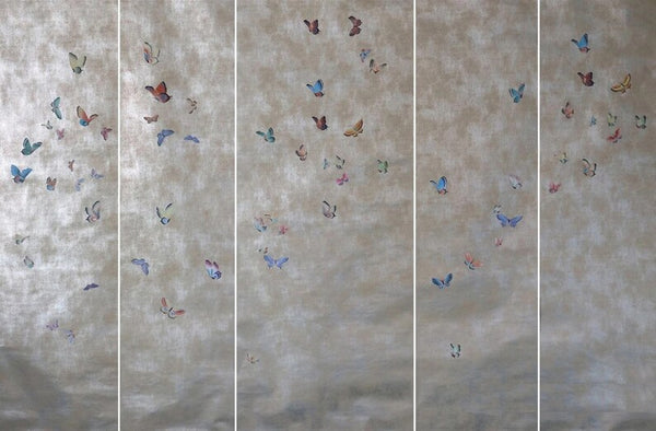 butterfly handpainted on gilded paper 36#