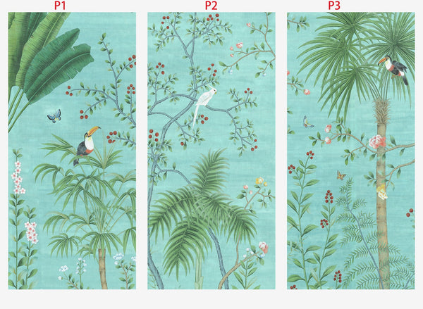 24" *53",  Amazonia wallpaper, vintage wallpaper, Rain  forest , Chinoiserie  wallpaper-,  kids room wallpaper