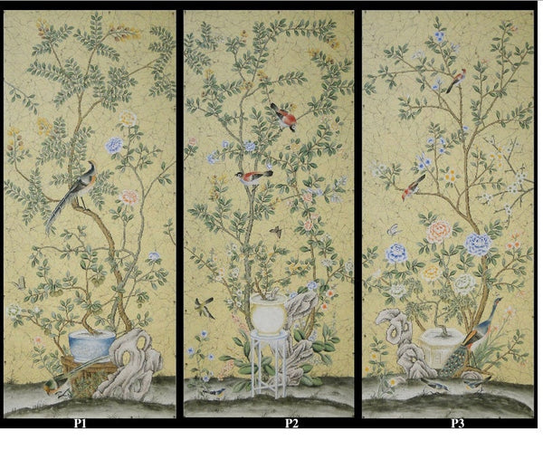 30"* 70",  Triptych  18th Century style Chinoiserie Wall Panels, Vintage , antique style, CHINOISERIE, interior Wall Decor ( no frame)