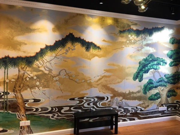 Mountains Above Clouds Original colourway on Deep Rich Gold gilded paper